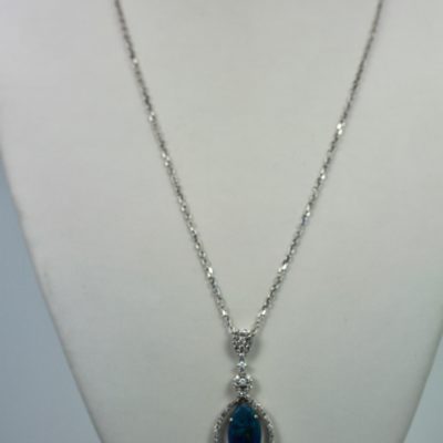 Black Crystal Opal Pendant with Diamond Surround - model