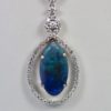 Black Crystal Opal Pendant with Diamond Surround- detail