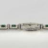 Deco Emerald Diamond Platinum Ladies strap watch - flat