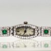 Deco Emerald Diamond Platinum Ladies strap watch - entire