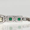 Deco Emerald Diamond Platinum Ladies strap watch - close up