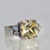 Large Yellow Sapphire Ring with Diamond Side Accents - detail
