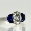 Diamond Ring with Half Moon Sapphire Sides - angle