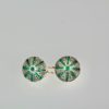 Victorian Silver topped Gold Emerald Diamond Earrings - set