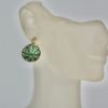 Victorian Silver topped Gold Emerald Diamond Earrings - on model