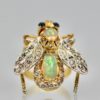 Opal Diamond Sapphire Articulated Bee Ring - close up