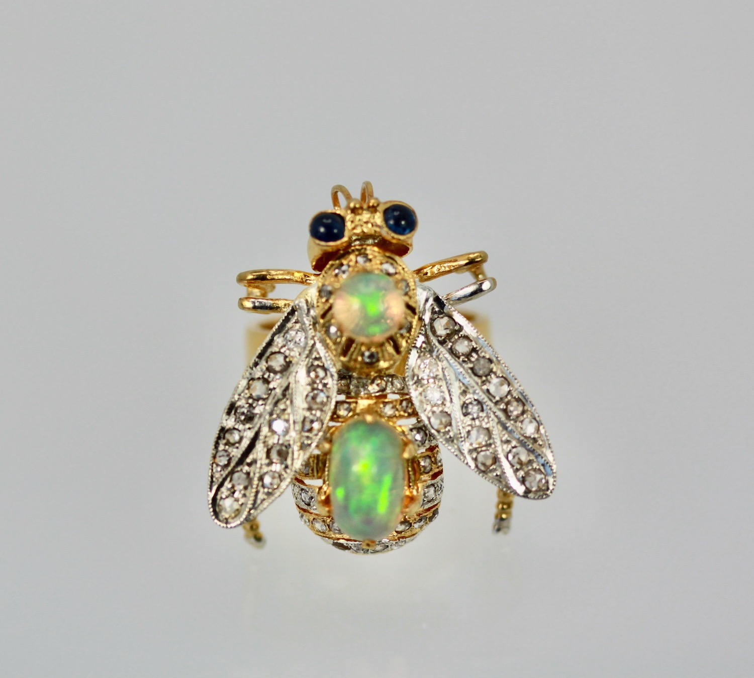 Opal Diamond Sapphire Articulated Bee Ring – top 2