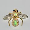 Opal Diamond Sapphire Articulated Bee Ring - detail