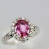Pink Sapphire and Diamond Ring - on stand