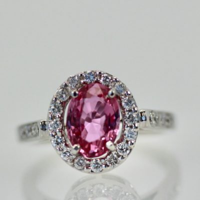 Pink Sapphire and Diamond Ring - detail