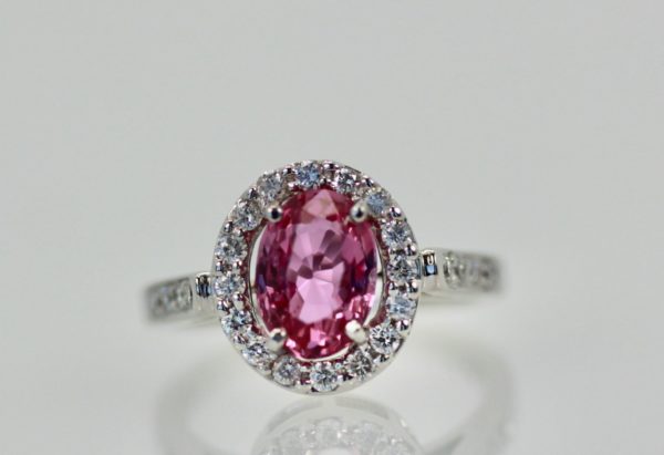 Pink Sapphire and Diamond Ring - detail