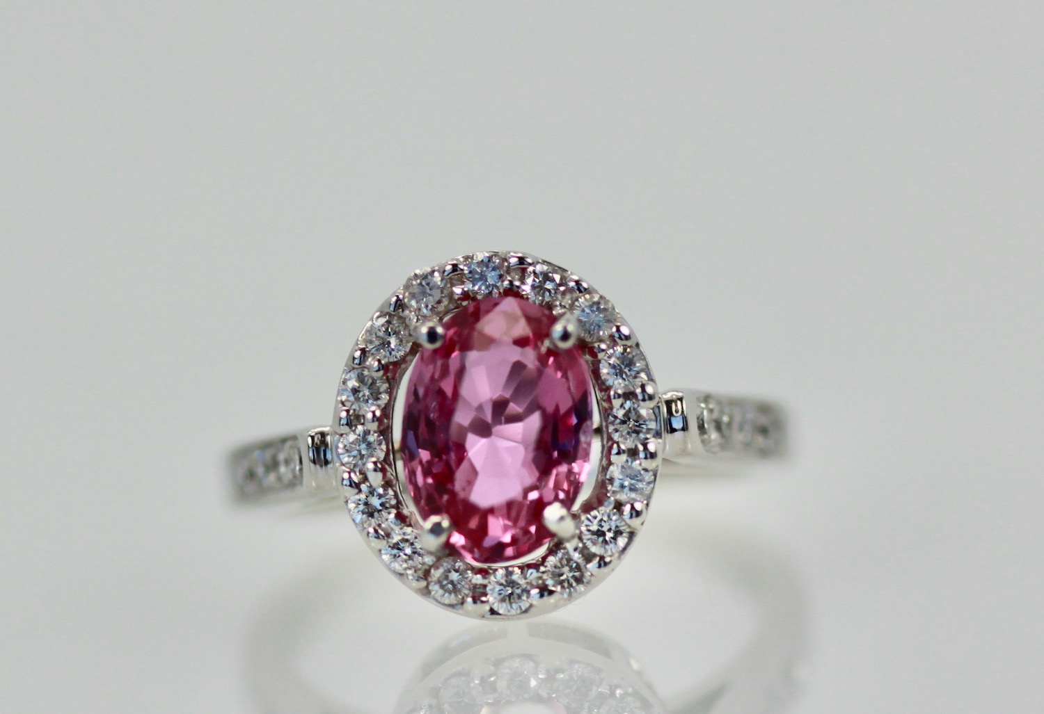 Pink Sapphire and Diamond Ring – detail