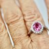 Pink Sapphire and Diamond Ring - on finger