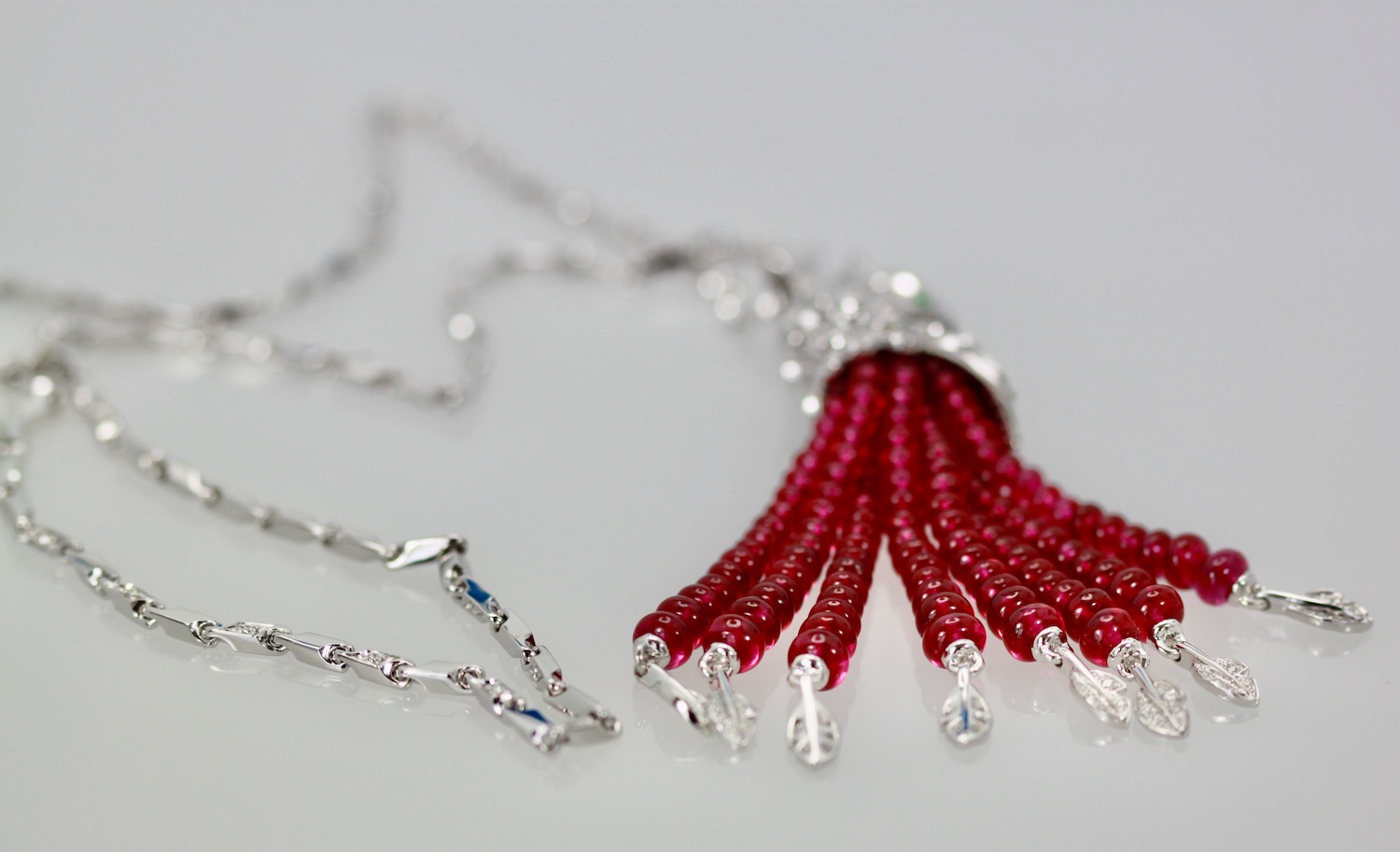 Cartier Les Oiseaux Liberes Ruby Diamond Necklace – bottom angle