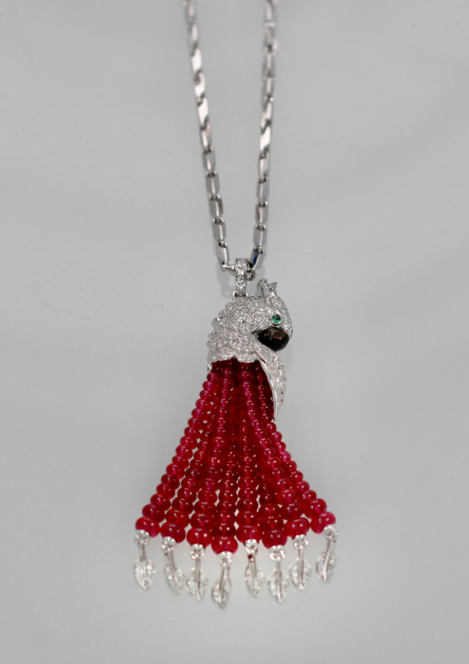 Cartier Les Oiseaux Liberes Ruby Diamond Necklace – detail
