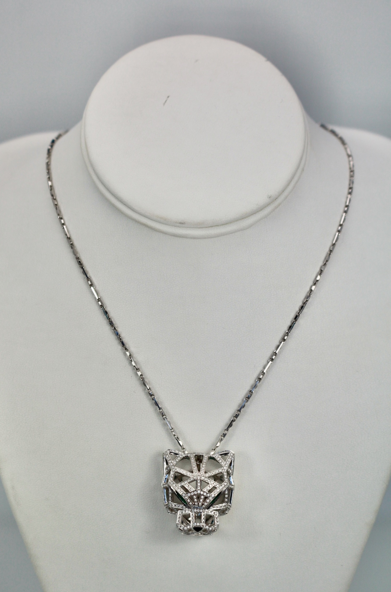 Cartier Diamond Open Panthere Pendant and Necklace – entire on model