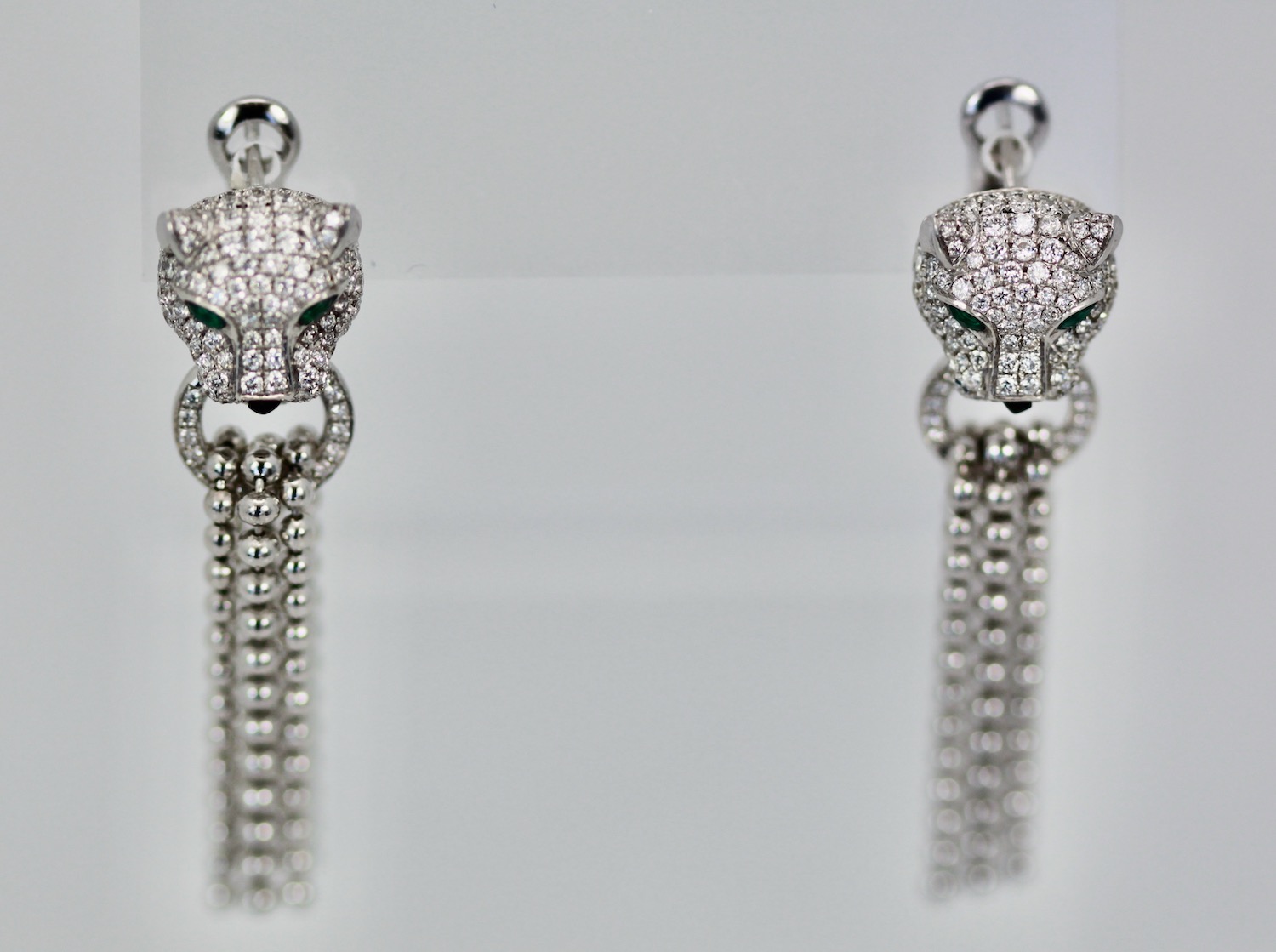 Cartier Panther Diamond Earrings with Tassels – set