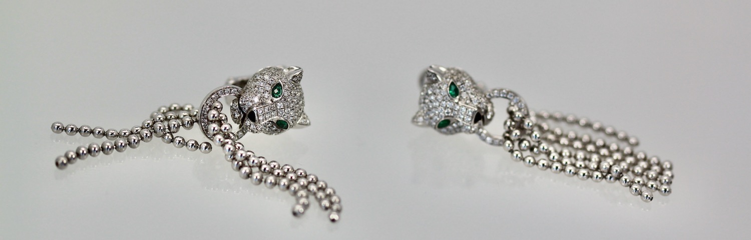Cartier Panther Diamond Earrings with Tassels – set on sides