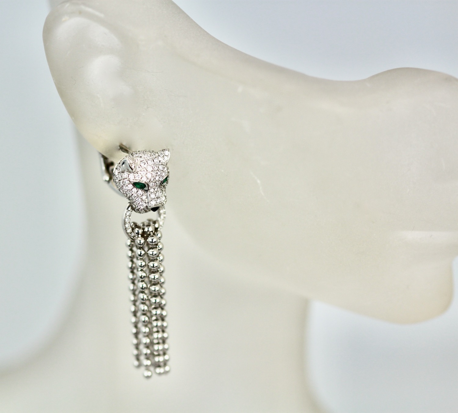 Cartier Panther Diamond Earrings with Tassels – single model