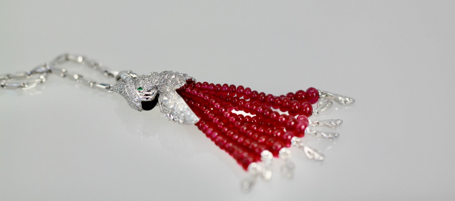 Cartier Les Oiseaux Liberes Ruby Diamond Necklace – flat