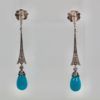 Deco Diamond Turquoise Drop Earrings - hanging 2