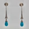 Deco Diamond Turquoise Drop Earrings - close up