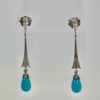 Deco Diamond Turquoise Drop Earrings - hanging