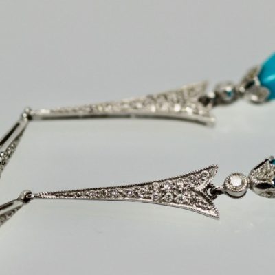 Deco Diamond Turquoise Drop Earrings 2