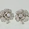 Diamond Rose Flower Earrings - close up 3