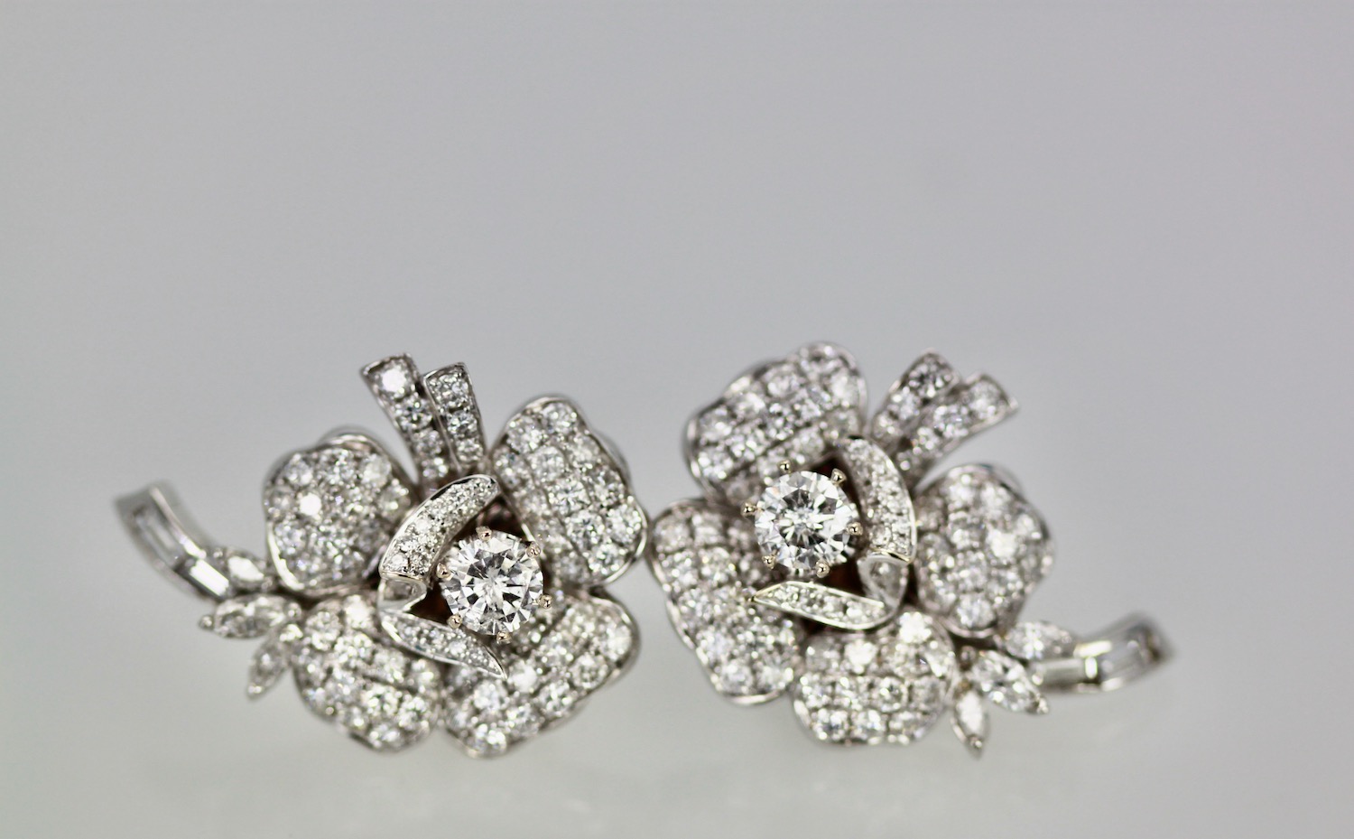 Diamond Rose Flower Earrings 2