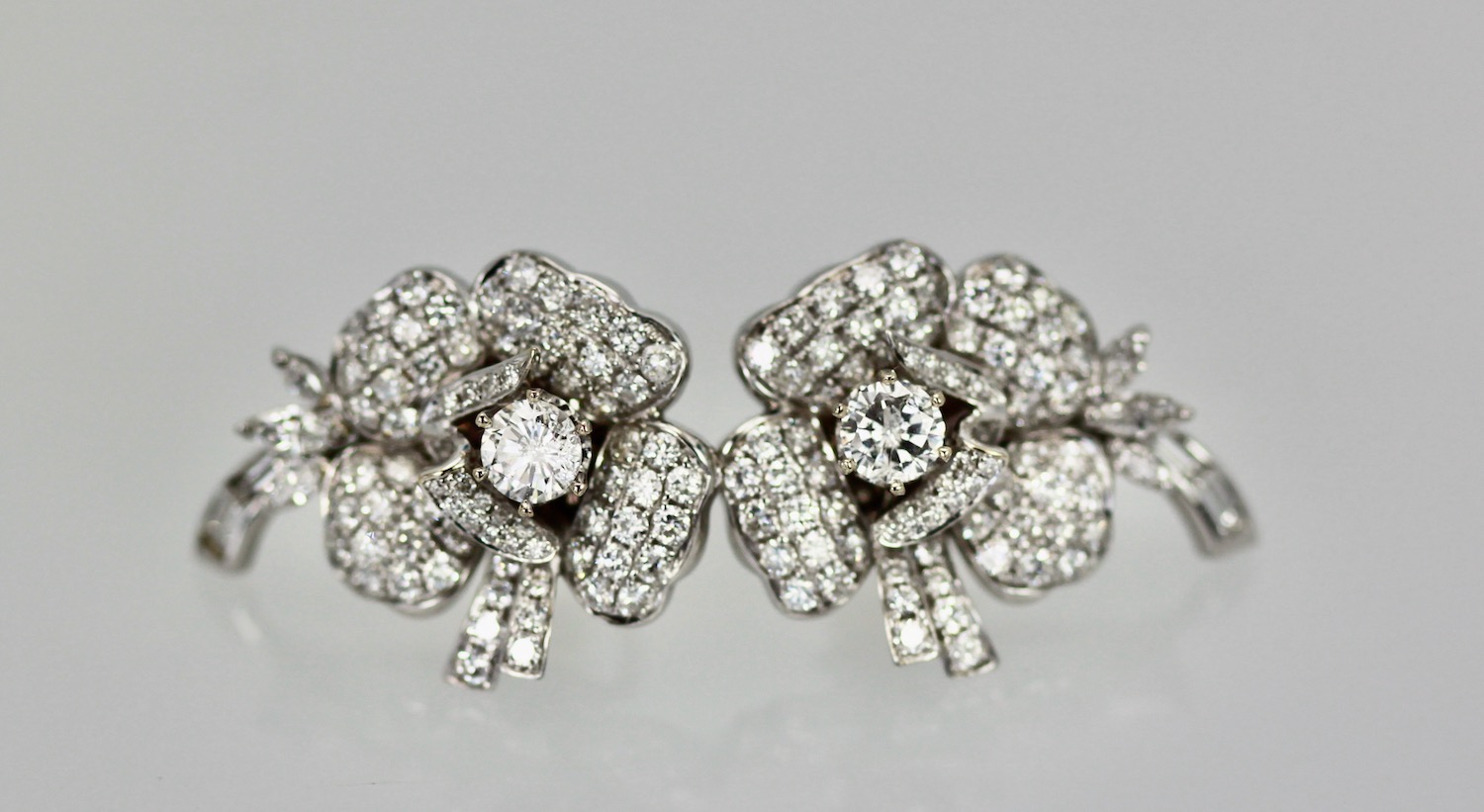 Diamond Rose Flower Earrings – set