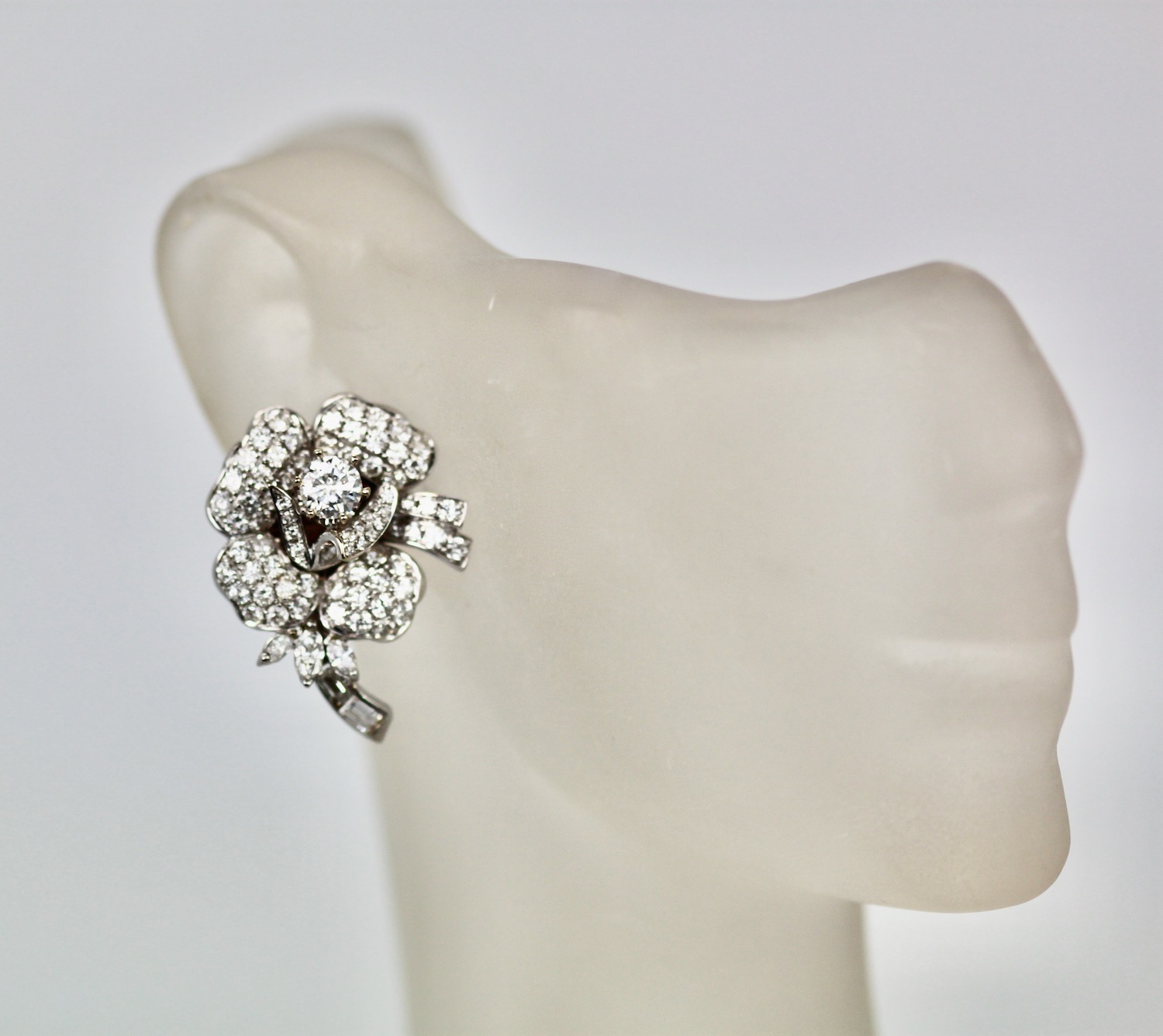 Diamond Rose Flower Earrings – model