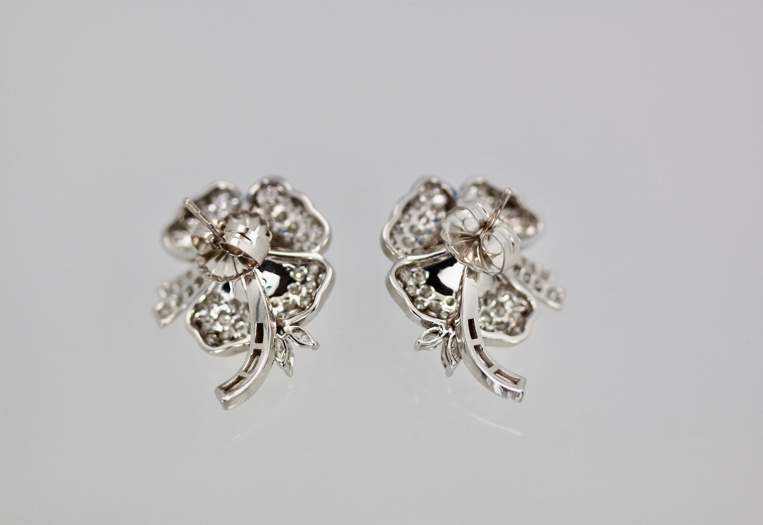 Diamond Rose Flower Earrings – back