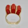 Fluted Coral Diamond Ring 14K Gold - bottom detail