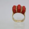 Fluted Coral Diamond Ring 14K Gold - bottom view