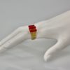 Fluted Coral Diamond Ring 14K Gold - on  model 2