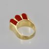 Fluted Coral Diamond Ring 14K Gold - top and back view