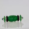 Carved Jade Onyx Cabochon Emerald Ring - front