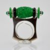 Carved Jade Onyx Cabochon Emerald Ring