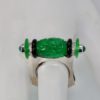 Carved Jade Onyx Cabochon Emerald Ring - detail
