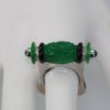 Carved Jade Onyx Cabochon Emerald Ring - top view