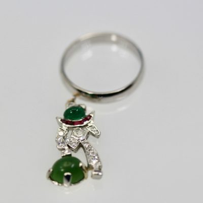 Art Deco Platinum "Melon Man" Charm Ring 2