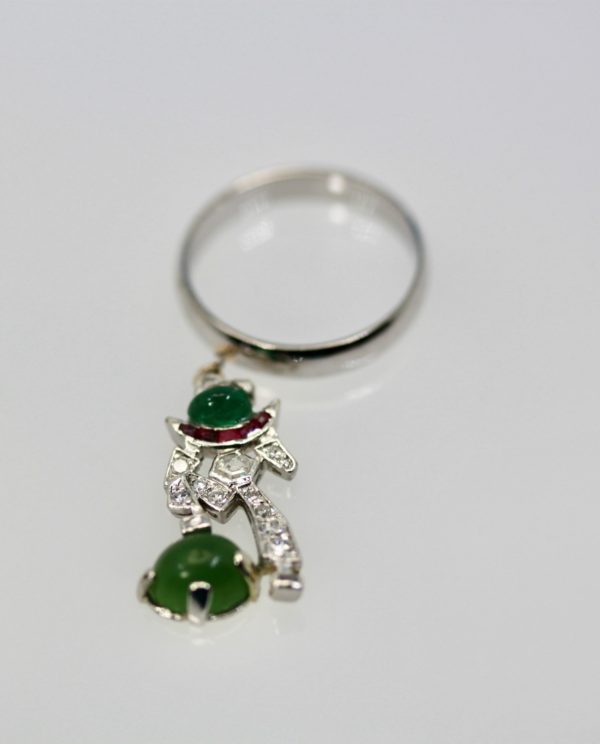 Art Deco Platinum "Melon Man" Charm Ring 2