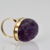 Huge Carved Amethyst Gold Ring - angle