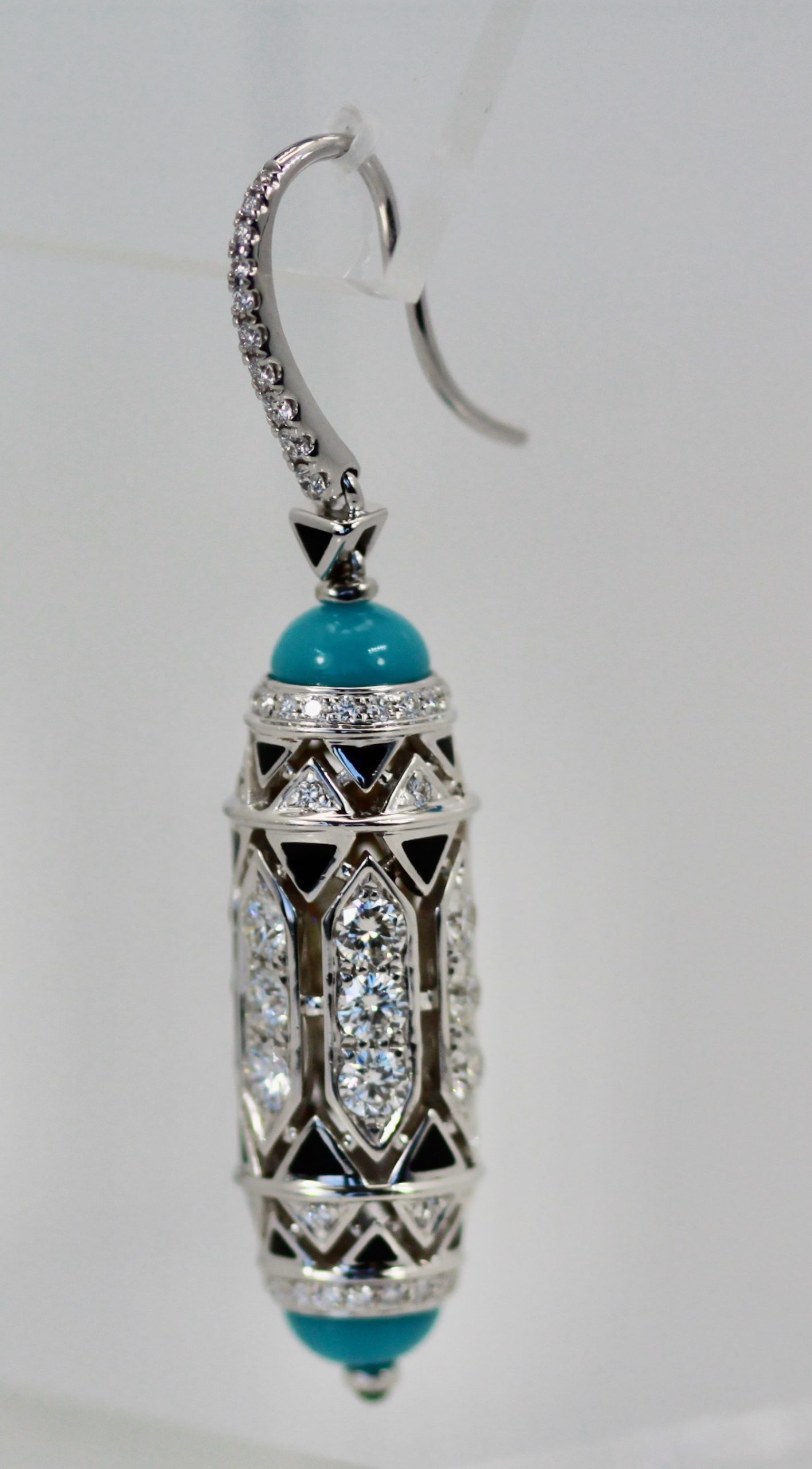 Cartier High Jewelry Diamond Turquoise Earrings – single