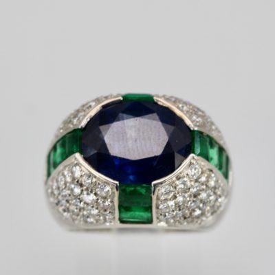 Bulgari Trombino Sapphire Emerald Diamond Ring