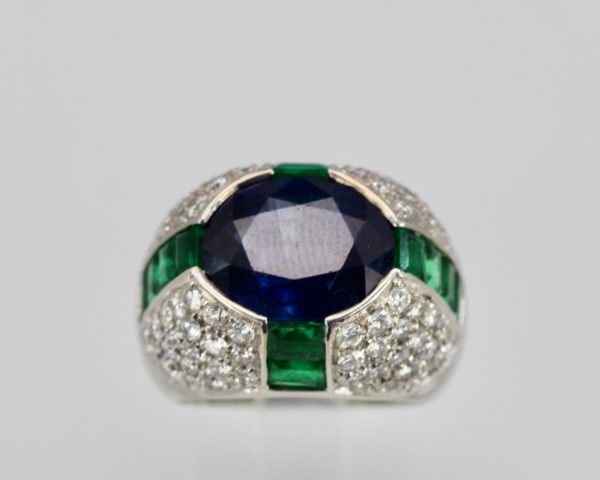 Bulgari Trombino Sapphire Emerald Diamond Ring