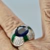 Bulgari Trombino Sapphire Emerald Diamond Ring - on finger