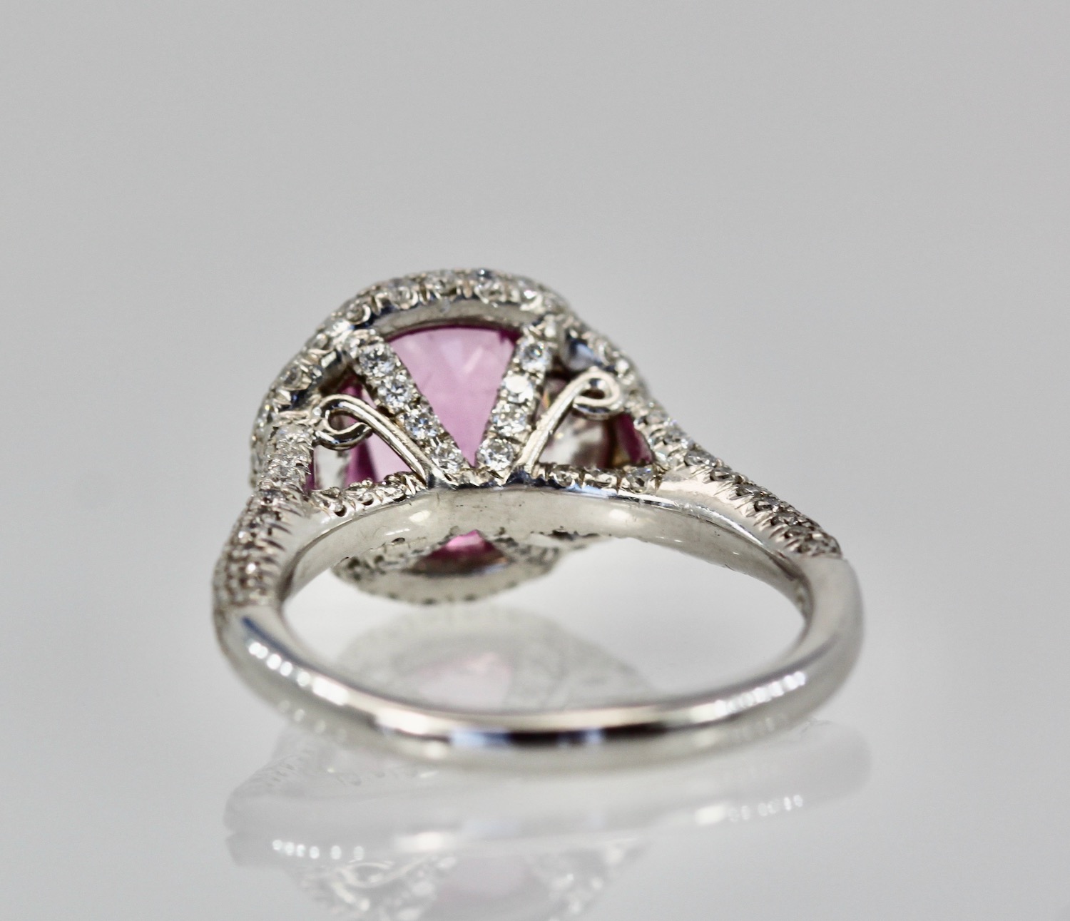 Pink Sapphire diamond ring – back