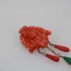 Carved Coral Brooch Pendant w/ Coral drops and Crystophase drop